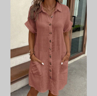 Summer Short Sleeve Shirt Dress apparels & accessories