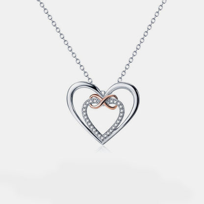 Heart Shape Inlaid Zircon 925 Sterling Silver Necklace apparel & accessories