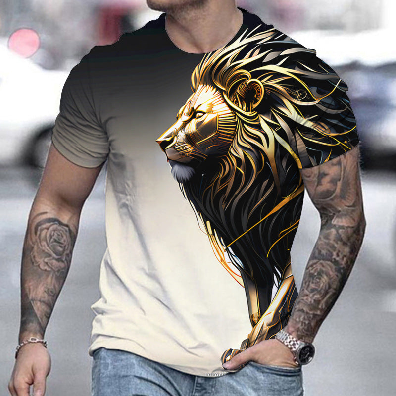 Men's Casual Lion Printing Short-sleeved T-shirt T-Shirts & hoodies