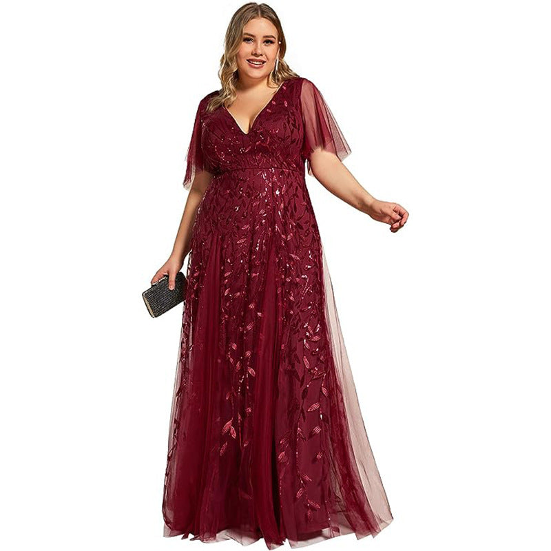 Women's Plus Size Bridesmaid Sequined Net Fishtail Dress Dresses & Tops