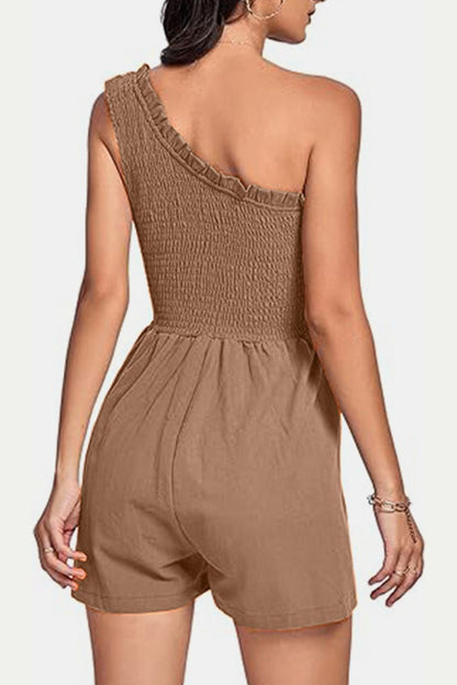 Smocked Single Shoulder Romper Bottom wear