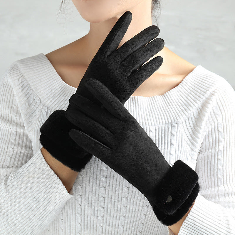 Suede Glove Warm Finger Gloves apparels & accessories