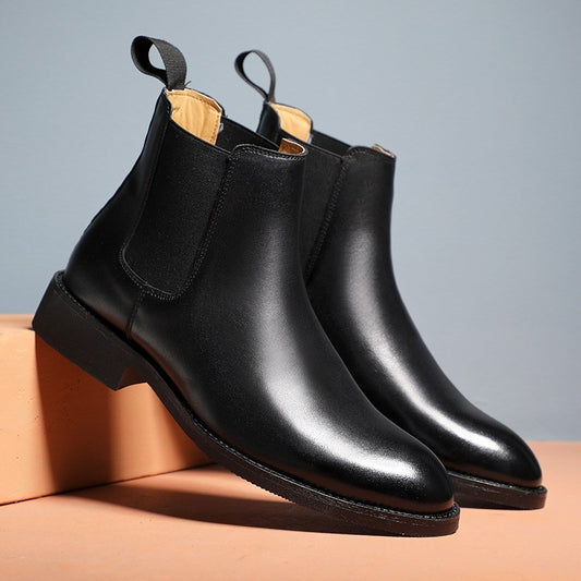 Men British Winter Elegant PU Leather Boots Shoes & Bags