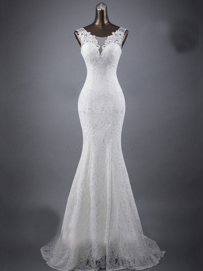 Lace slim and thin double shoulder tail wedding dress apparel & accessories