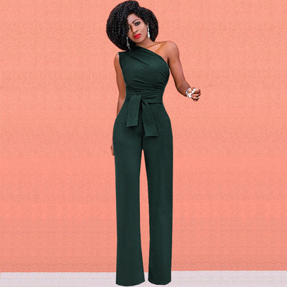 Sloping shoulder unilateral jumpsuit apparel & accessories