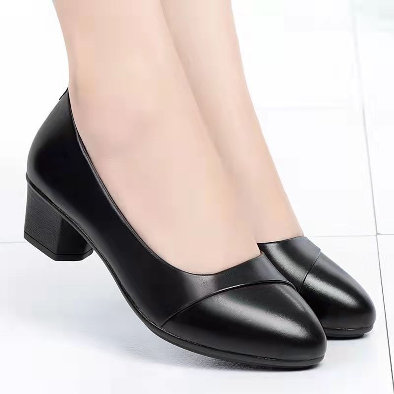 Female Low Heel Soft Bottom Comfortable And Non-slip Fashion Leather Shoes Shoes & Bags