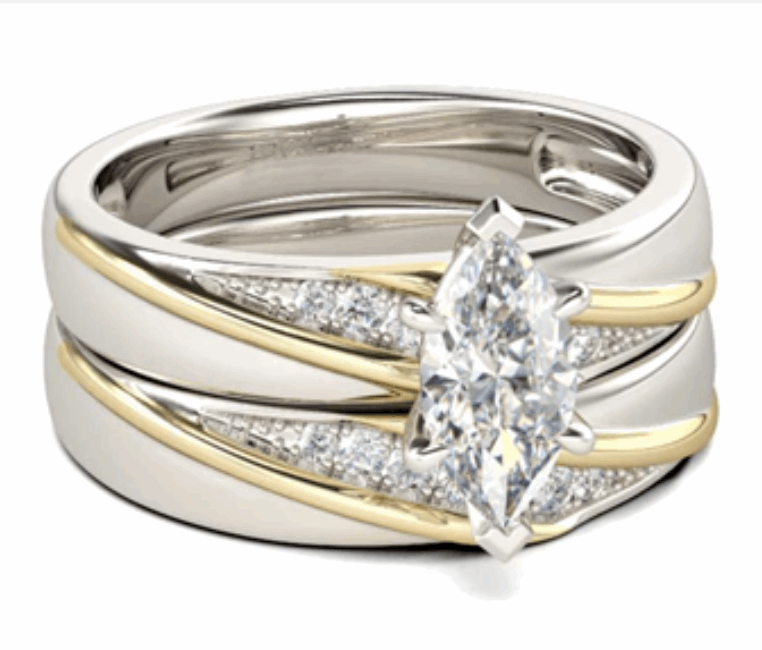 925 Sterling Silver Princess Cut White CZ Bridal Engagement Wedding Ring Set Jewelry