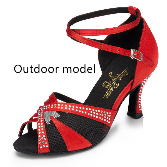 Women's Latin Dance Shoes Soft Bottom Diamond Shoes & Bags