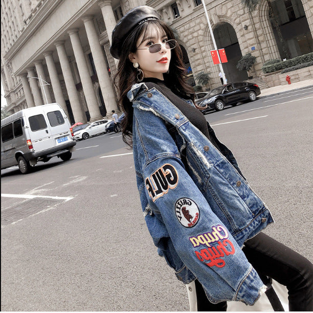 Ripped denim jacket apparels & accessories