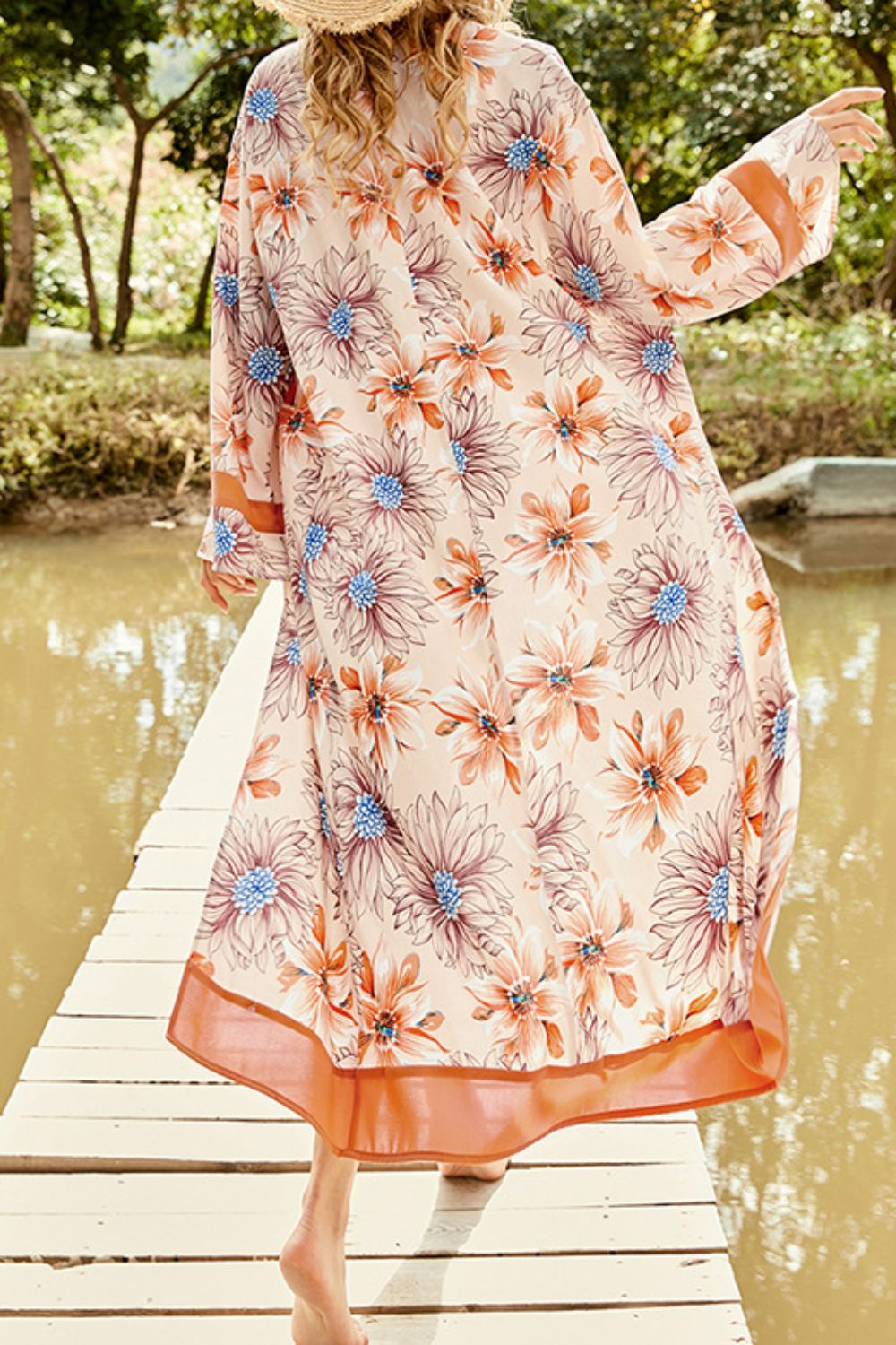 Floral Open Front Duster Cover Up apparel & accessories