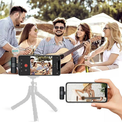 Lavalier Mini Microphone Wireless Audio Video Recording With Phone Charging Gadgets