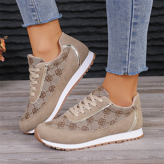 Flower Print Lace-up Sneakers Casual Fashion Lightweight Breathable Walking Running Sports Shoes Women Flats Shoes & Bags