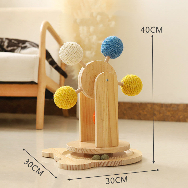 Solid Wood Rotary Table Cat Scratch Board Sisal Hemp Pet Products Pet Products