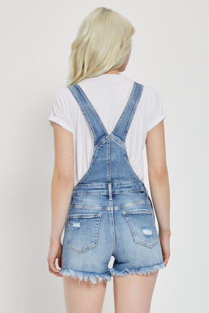 RISEN Distressed Raw Hem Denim Overalls Bottom wear