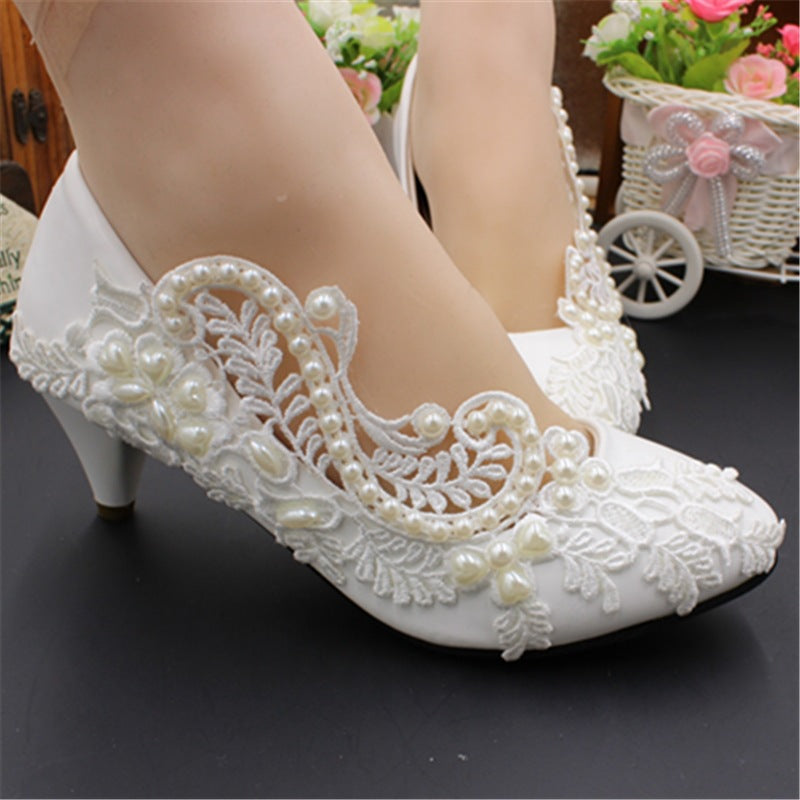 Pearl Large White Wedding Shoes Shoes & Bags