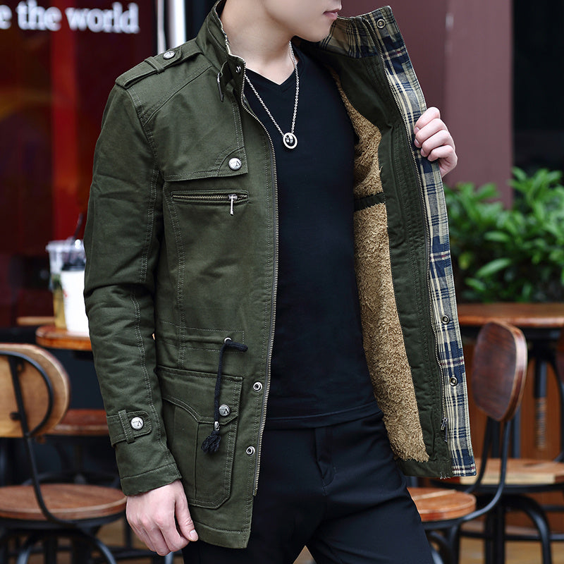 Military Jacket Young Men''s Korean Slim Fit Military Green Casual apparels & accessories