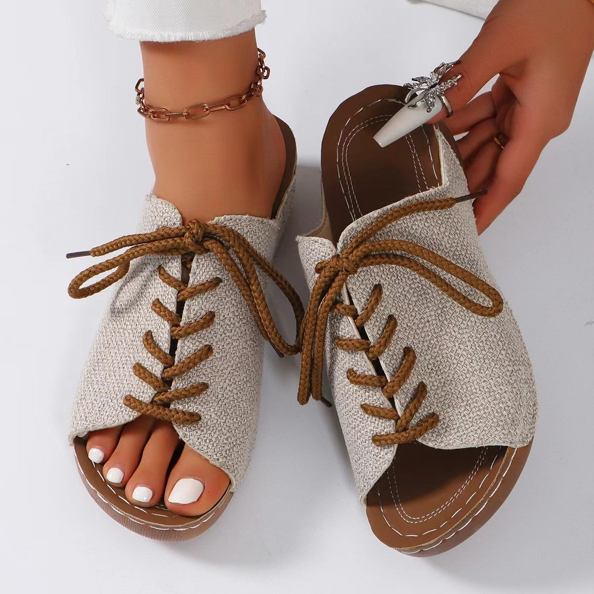 Lace-Up Open Toe Wedge Sandals Accessories for women