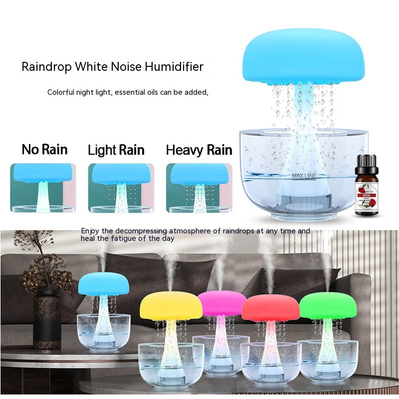 Jellyfish Raindrop Humidifier Ultrasonic Atomization Seven-color Ambience Light Cloud Rain Aroma Diffuser HOME