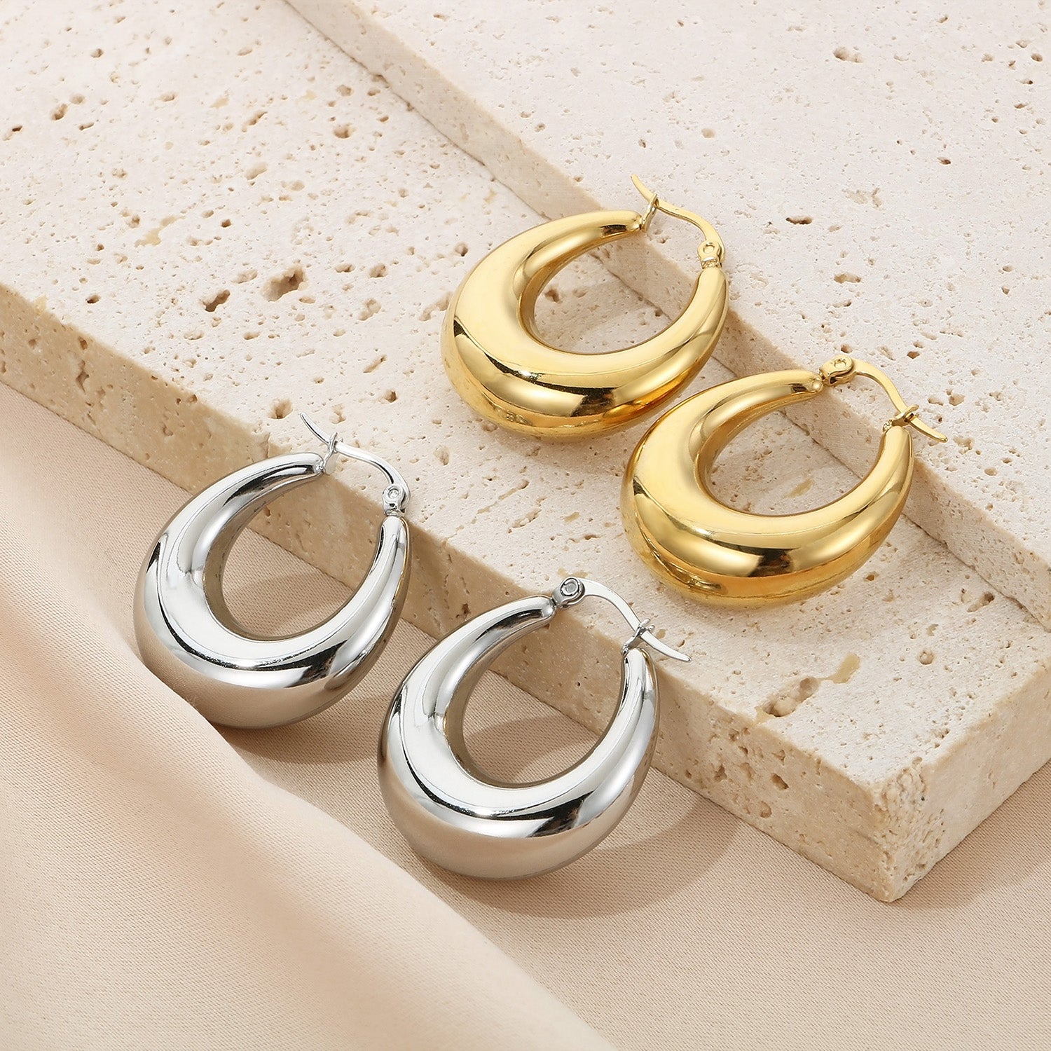 Stainless Steel Hinged Hoop Earrings apparel & accessories