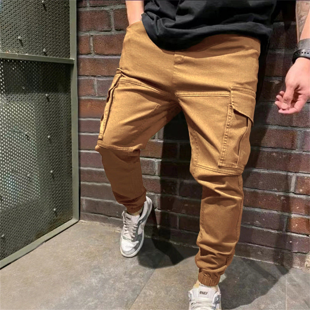 Mens Sports Pants With Pockets Casual Cargo Trousers men's clothing