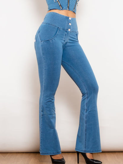 Light Blue Shaping Jeans Women High Waist Flare Jeans apparel & accessories