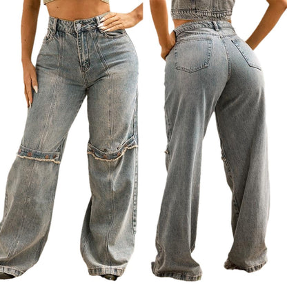 Y2k Baggy Wide Leg Jeans Women Vintage Streetwear Washed Denim Pants Grunge Basic Slouchy Trousers apparels & accessories