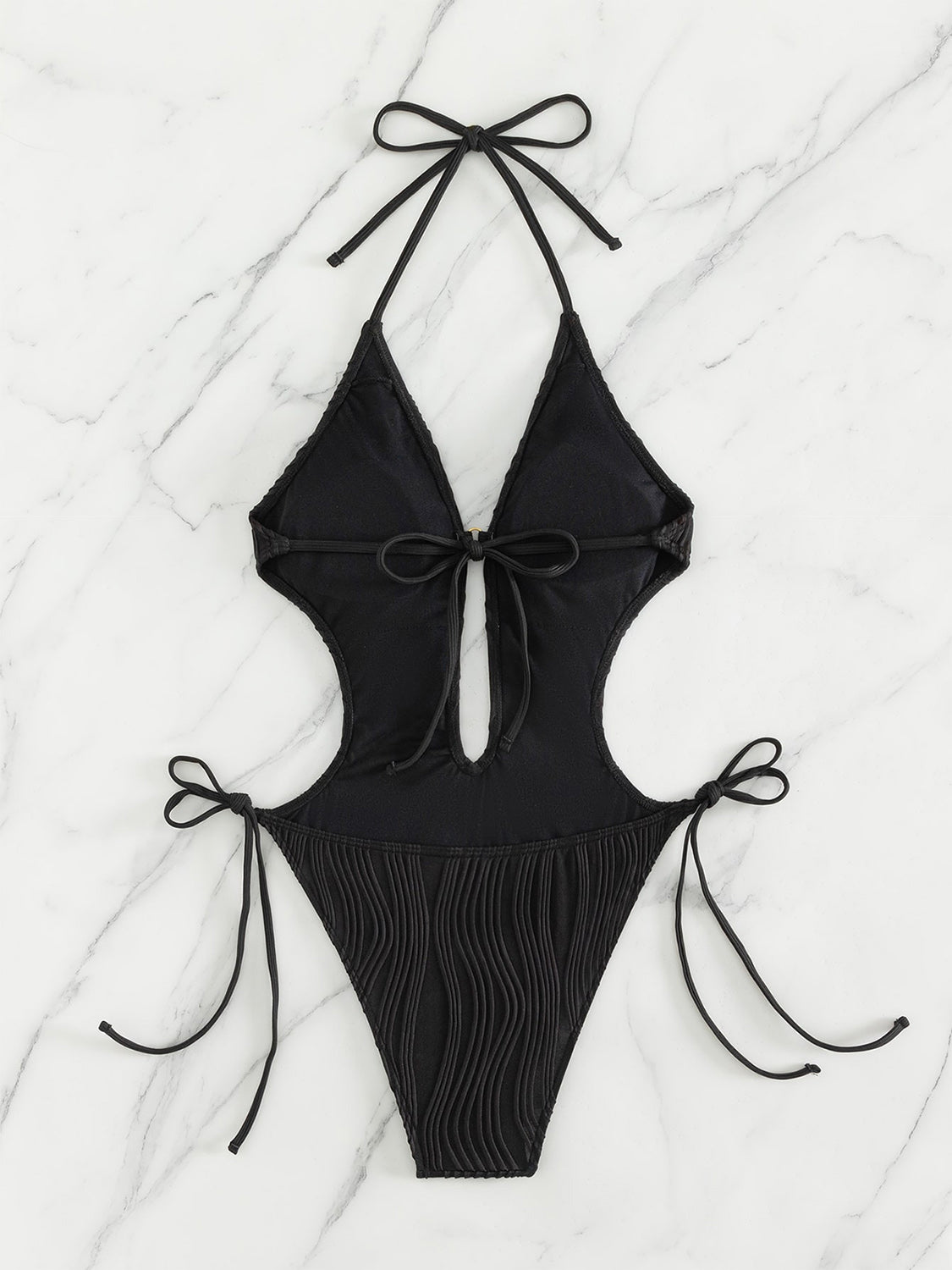 Textured Cutout Tied One-Piece Swimwear apparel & accessories