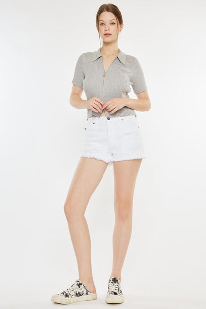 Kancan Raw Hem Distressed Denim Shorts Bottom wear