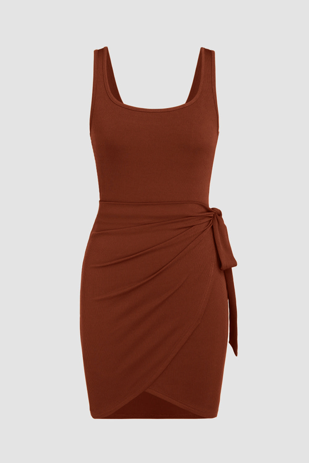 Tied Scoop Neck Sleeveless Mini Dress Dresses & Tops