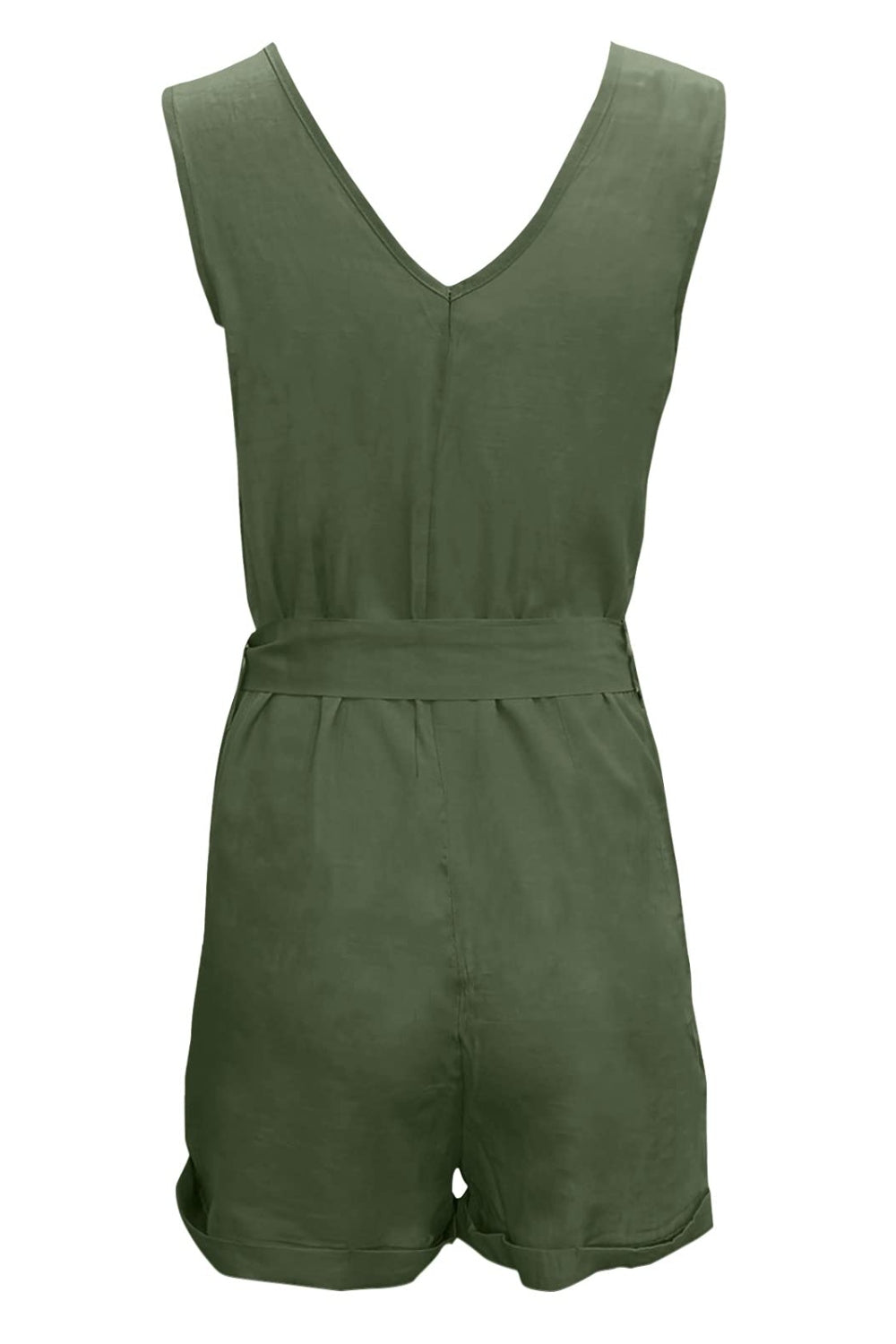 Tied V-Neck Sleeveless Romper with Pockets Dresses & Tops