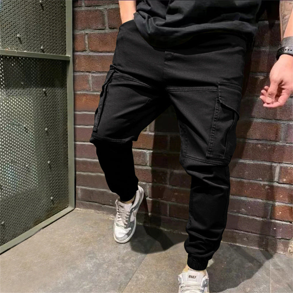 Mens Sports Pants With Pockets Casual Cargo Trousers men's clothing