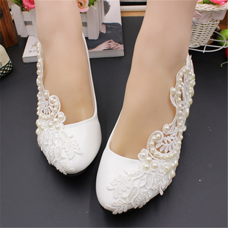 Pearl Large White Wedding Shoes Shoes & Bags