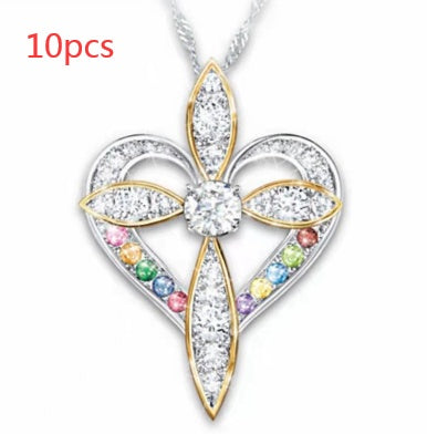 Fashion Love Heart Shaped Cross Pendant Jewelry