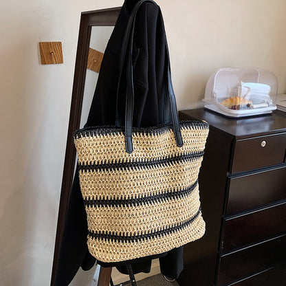 Striped Large Capacity Casual Handbag Summer Straw Bags Accessories for women