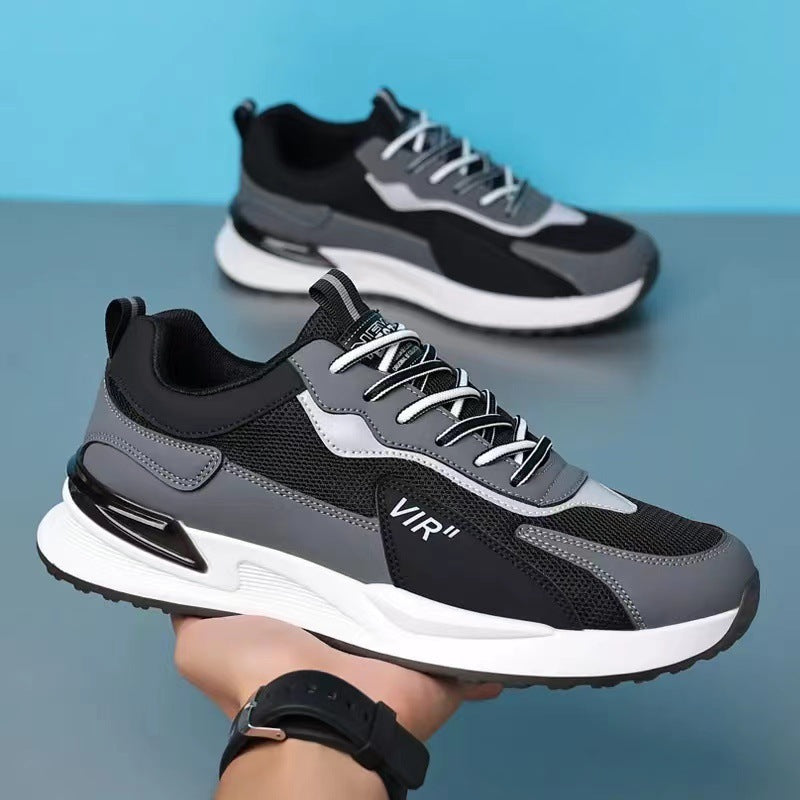 Men's Color Block Mesh Shoes Fashion Casual Lace-up Sneakers Outdoor Breathable Running Sports Shoes apparel & accessories