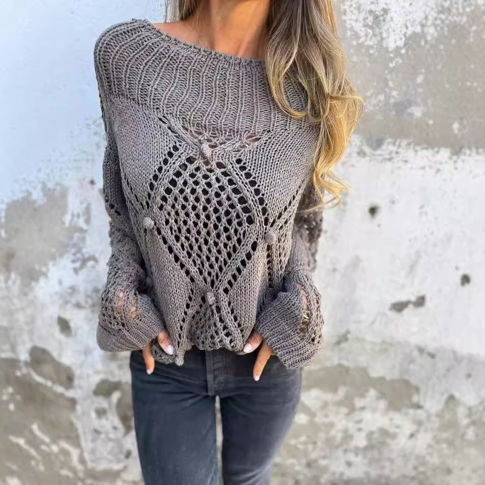 Loose Sweater Round Neck Knitted Top apparels & accessories