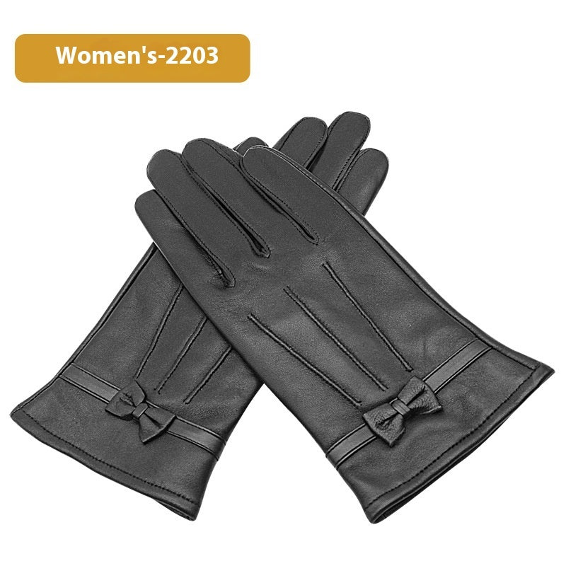 Autumn And Winter Women's Leather Gloves Fleece-lined Thick Windproof Warm Touch Screen Sheepskin apparels & accessories