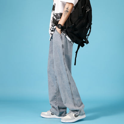 Straight Loose Jeans Men Casual Trousers Hip Hop Cargo Denim Pants With Zipper apparels & accessories