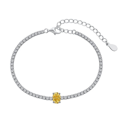 Colorful Oval Zircon S925 Sterling Silver Tennis Bracelet For Women Jewelry