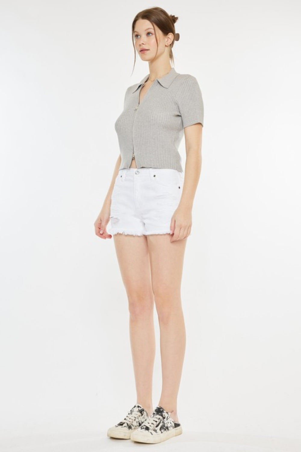 Kancan Raw Hem Distressed Denim Shorts Bottom wear