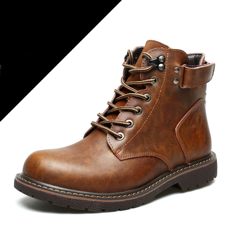 Fashion Men's Casual Mid-cut Leather Boots Shoes & Bags