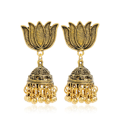 Bohemian Ethnic Carved Vintage Pattern Creative Bell Earrings Jewelry