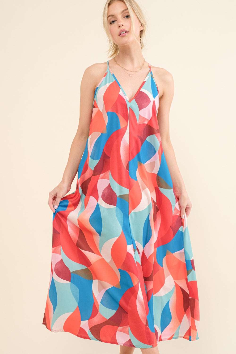 And the Why Printed Crisscross Back Cami Dress Dresses & Tops