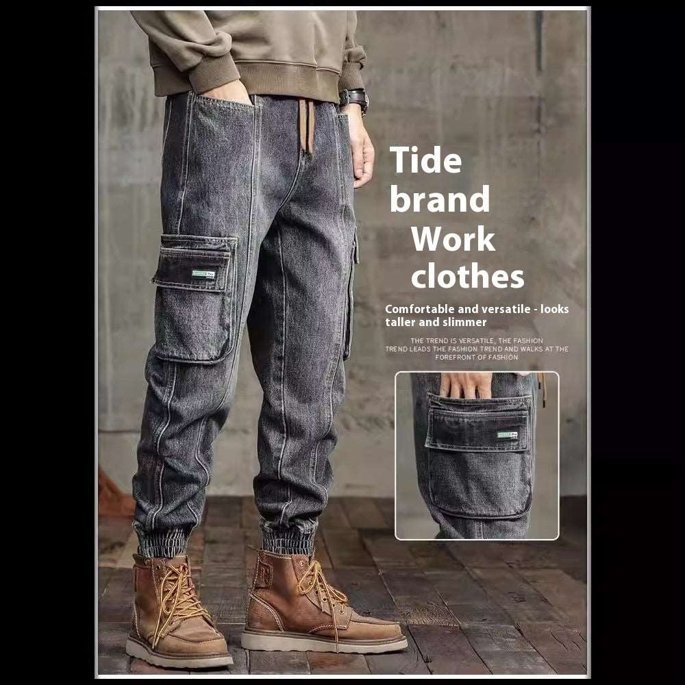 American Retro Ankle-tied Jeans Men men's clothing