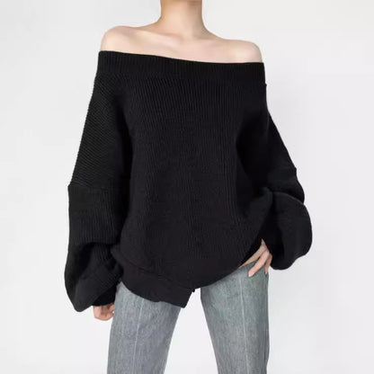 Leisure Slant-shoulder Loose Sweater apparels & accessories