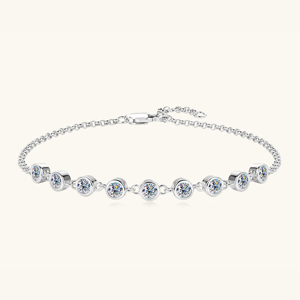 Inlaid Moissanite 925 Sterling Silver Bracelet apparel & accessories