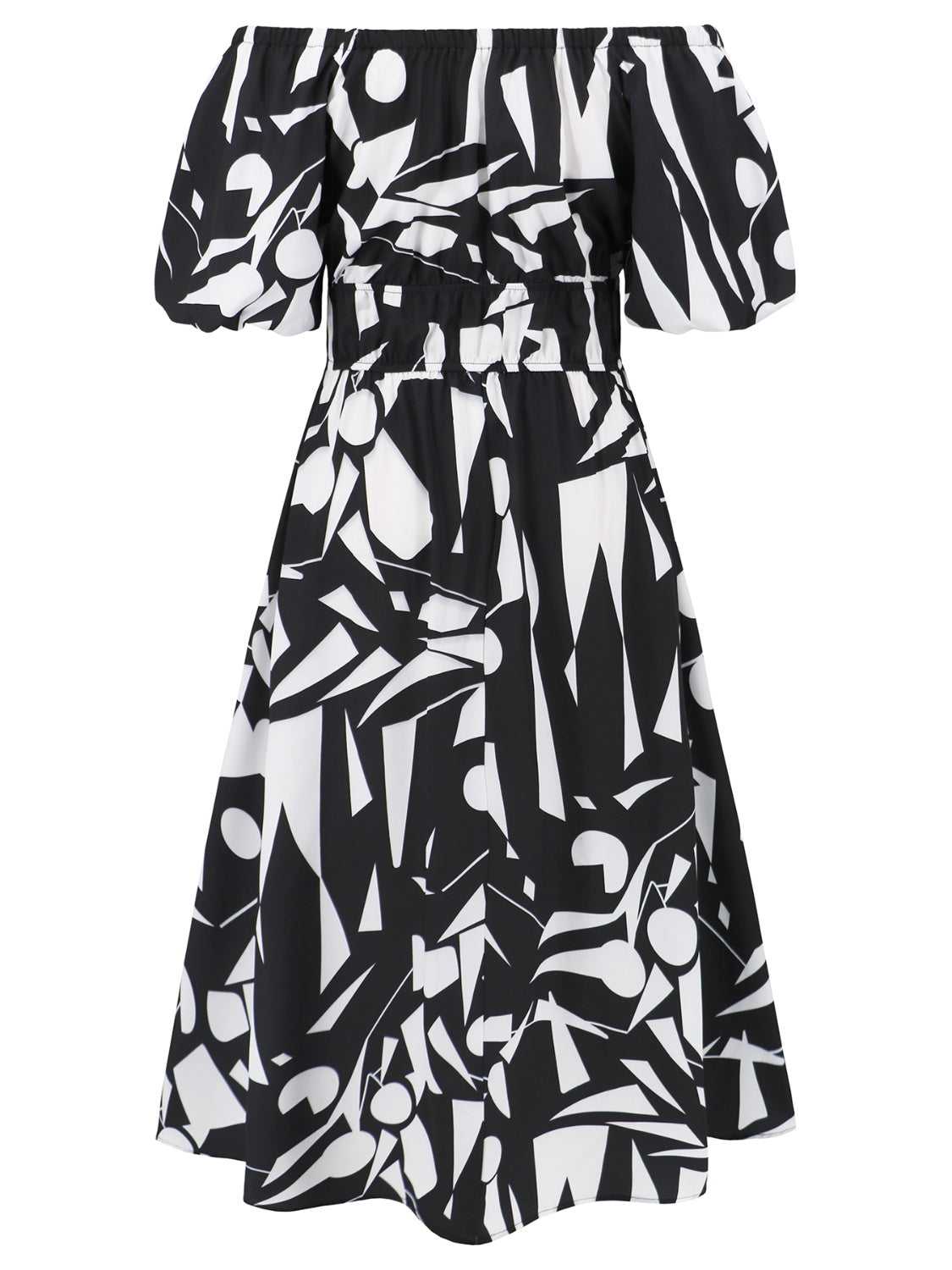 Printed Off-Shoulder Balloon Sleeve Dress apparel & accessories