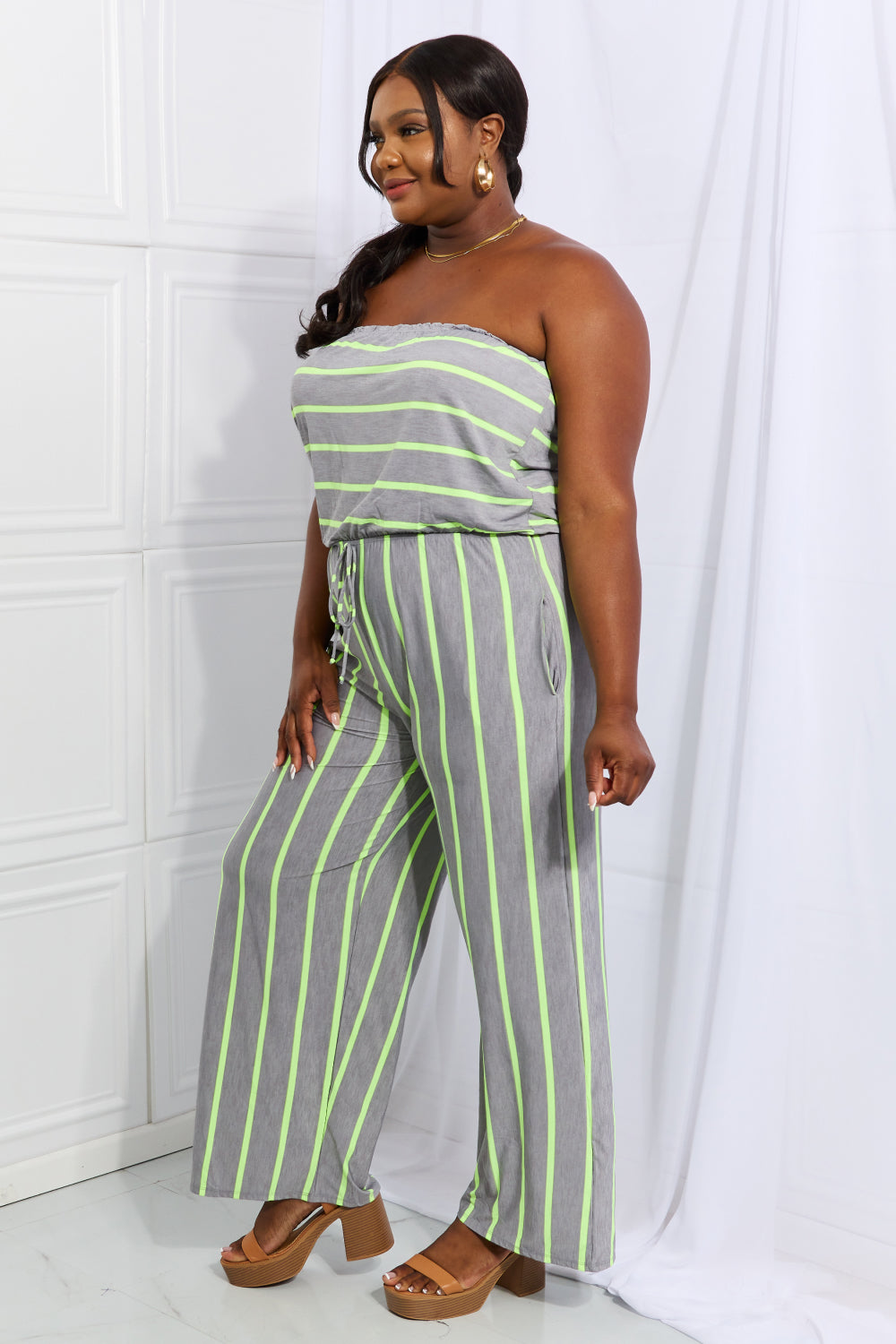 Full Size Sleeveless Striped Jumpsuit Bottom wear