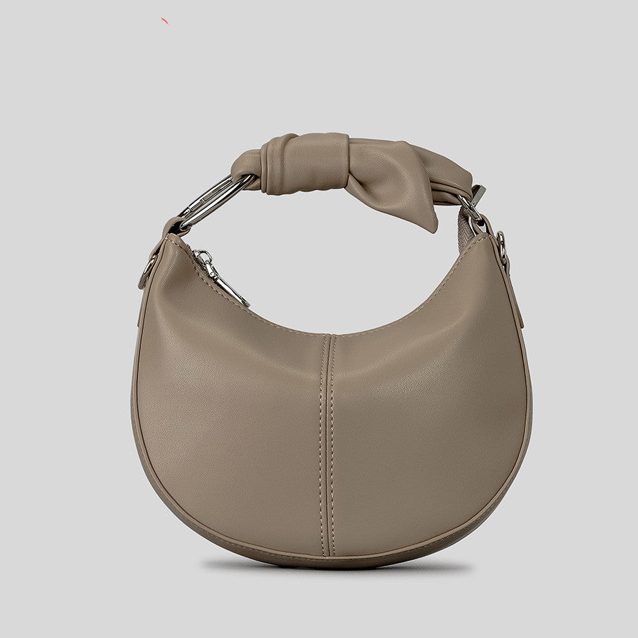 Fashionable Simple Soft Pu Saddle Bag Women's Niche Stitching Knotted Handbag apparel & accessories