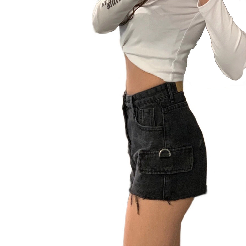 High-waisted jeans wide-leg raw shorts apparels & accessories